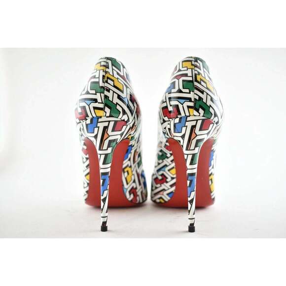 Christian Louboutin Hot Chick 100 Patent CL 3D Black White Red Heel Pump 36 - Picture 11 of 12